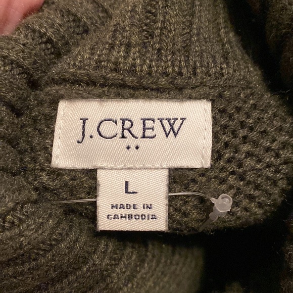 J Crew dark green wool blend turtleneck sweater size large - Picture 3 of 6